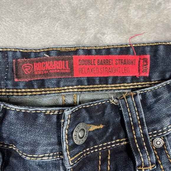 Rock & Roll Denim Relaxed Straight Leg Jeans Double‎ Barrel Dark Wash 30x30 - Picture 2 of 10